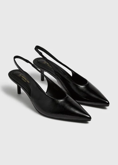 Black Faux Leather Kitten Heels - 3 Image 1