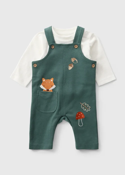 Baby Green Fox Dungaree & T-Shirt Set (0-23mths) - Up to 1 Month Image 1