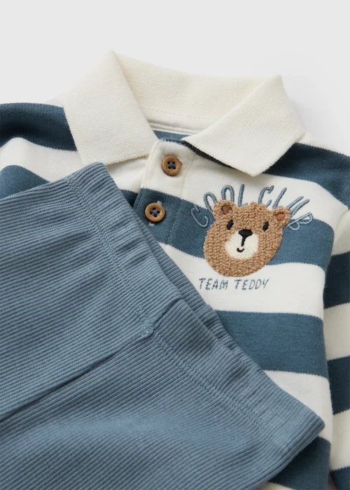 Baby Cream Bear Rugby Polo & Bottoms Set (1-23 Months) - Up to 1 Month Image 2