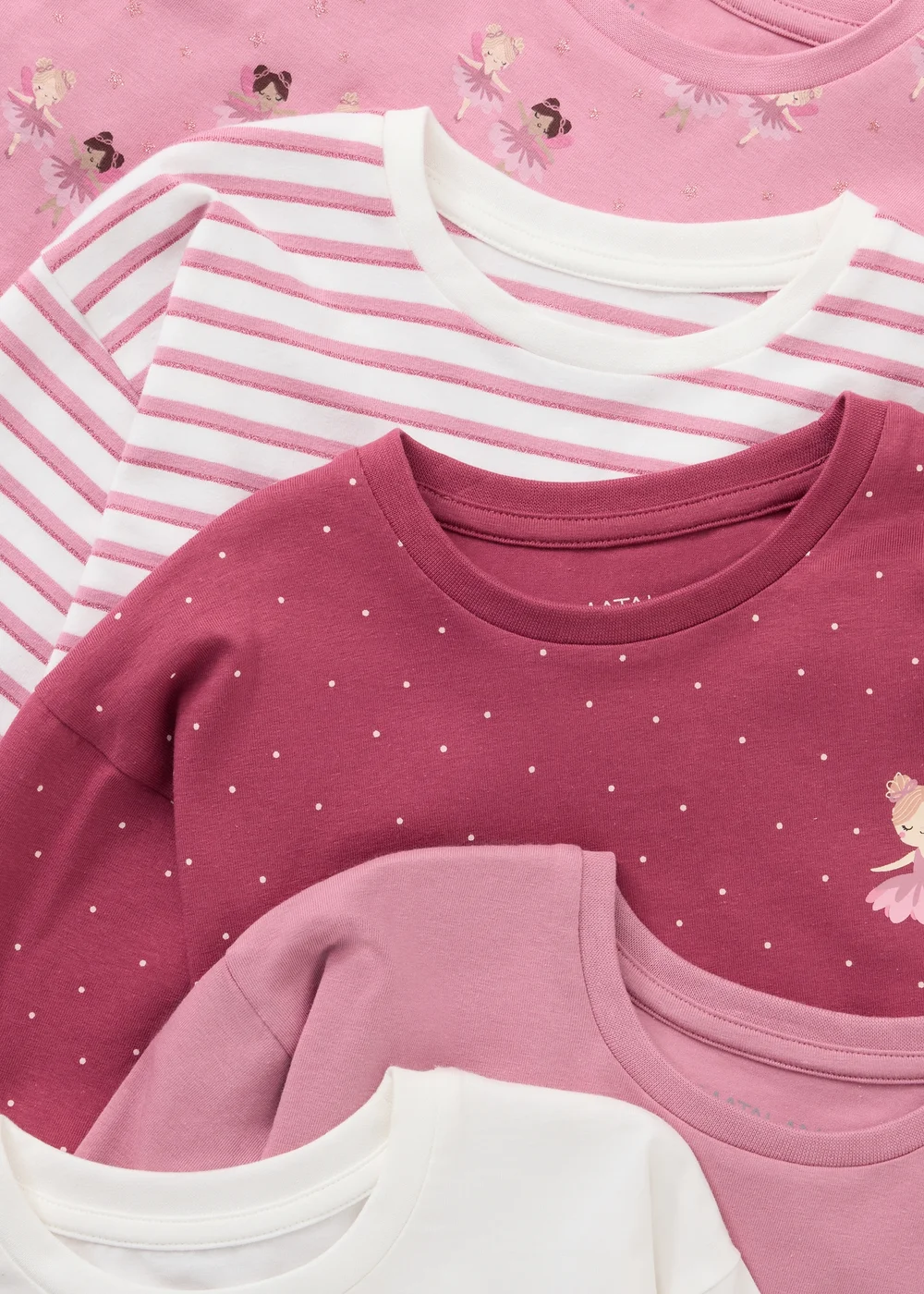 5 Pack Pink Ballerina Long-Sleeve T-Shirts (1-8yrs) - 1-1.5 Yrs Image 2