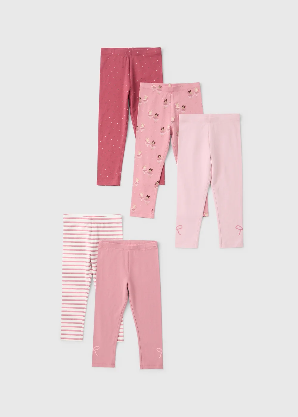 5 Pack Girls Pink Patterned Leggings (1-8yrs) - 1-1.5 Yrs Image 1