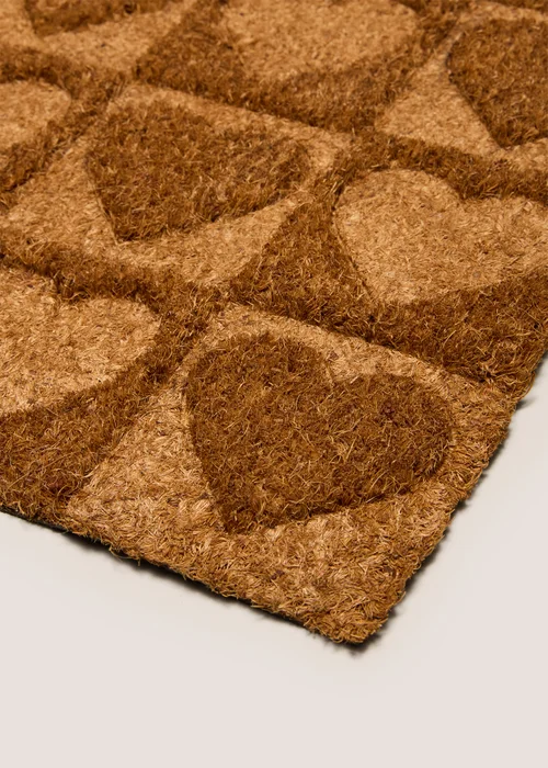 Brown Heart Embossed Coir Doormat Image 2