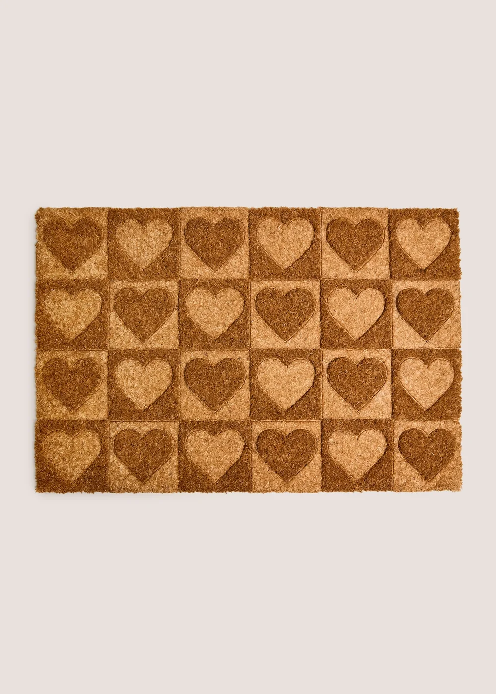 Brown Heart Embossed Coir Doormat Image 1