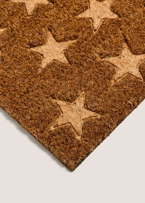 Brown Star Embossed Coir Doormat Image 2