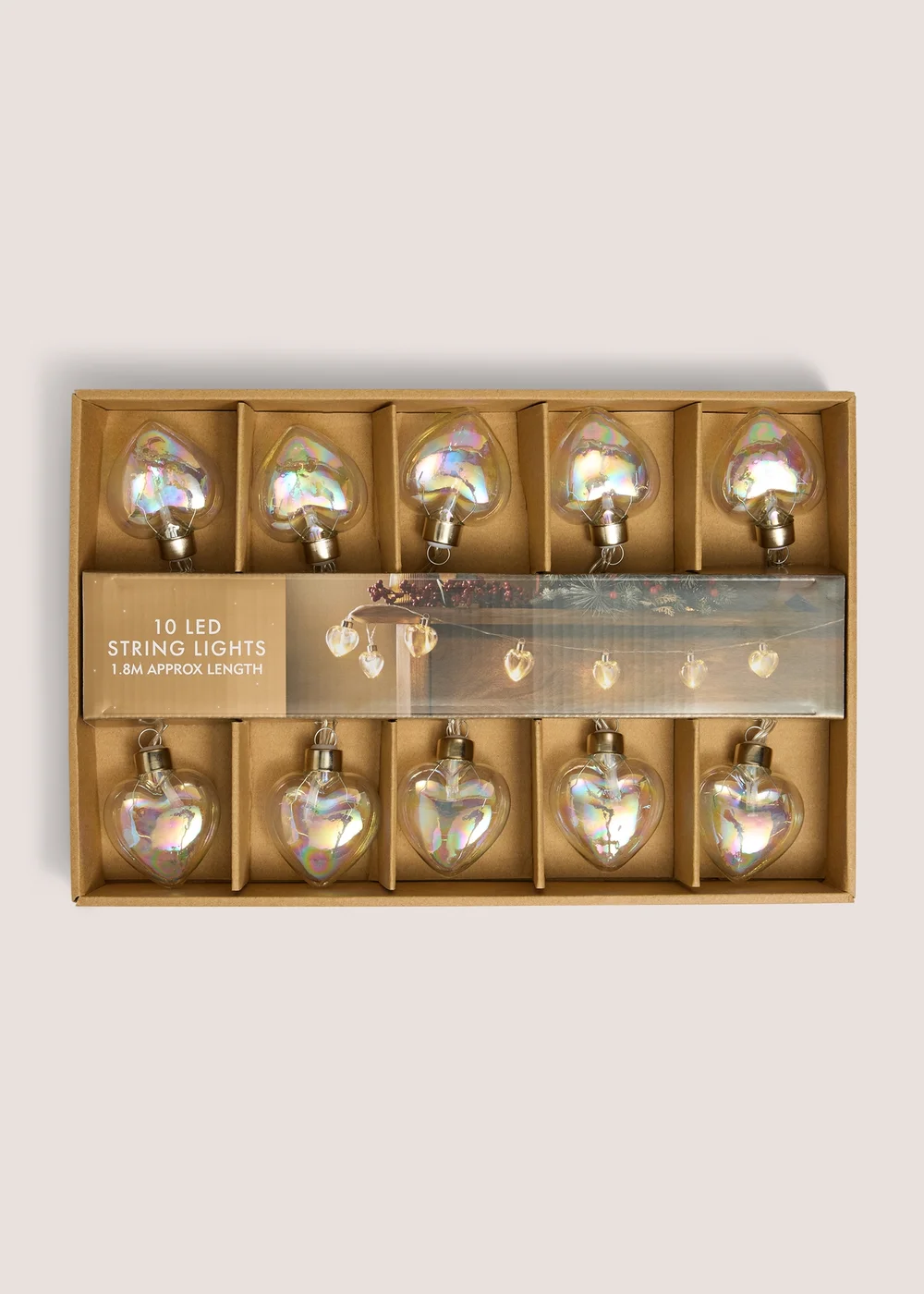 Glass LED Iridescent Heart Lights Image 1