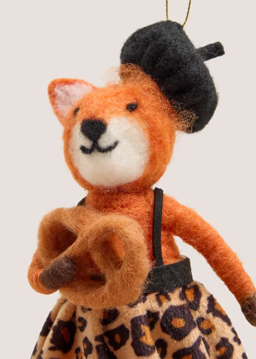 Orange Felt Fox Hanging Decoration Image 2