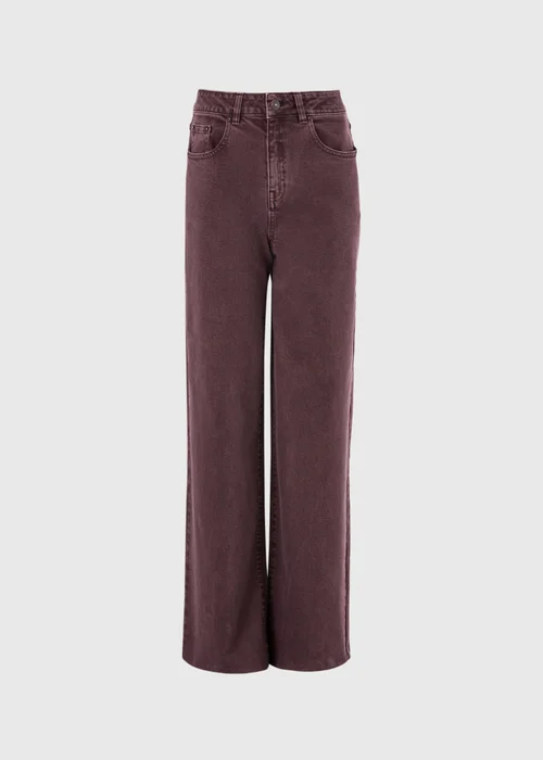 Burgundy Stretch Mid Rise Wide Leg Jeans - 24/L29 Image 4