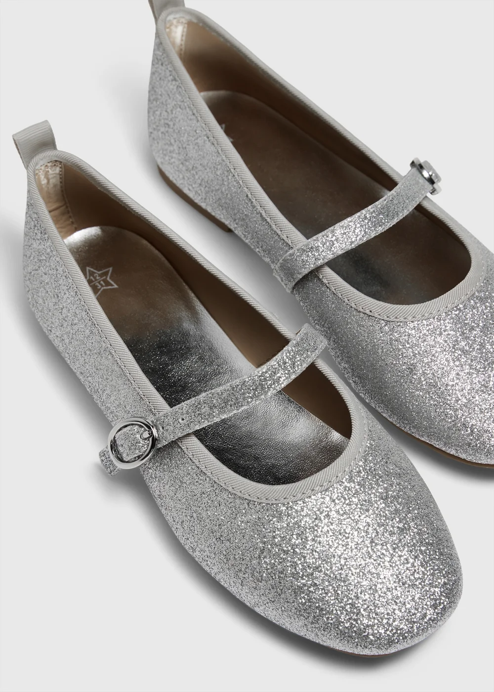Girls Silver Ballet Flat Shoes (Younger 12-Older 5) - 12 Infants Image 2