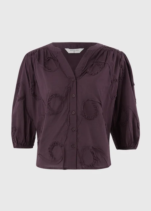 Wine Button Through Blouse - 8 Image 4