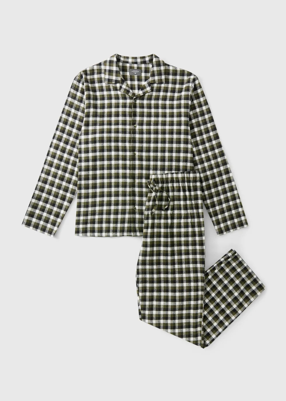 Khaki Brushed Check Woven Pyjama Set - S Image 1