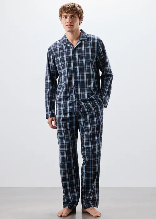 Navy Check Woven Pyjama Set - S Image 1