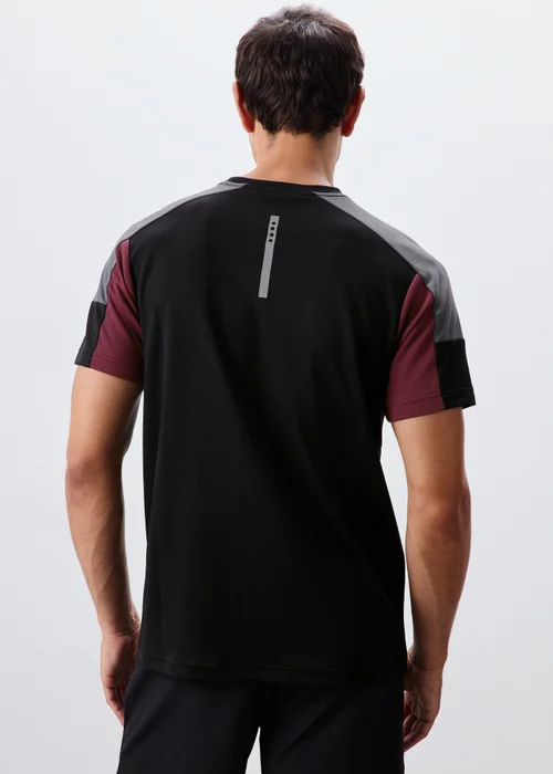 Souluxe Burgundy Panel Sports T-Shirt - S Image 2
