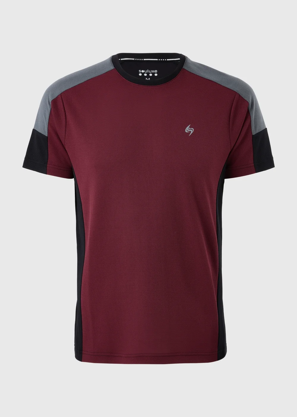 Souluxe Burgundy Panel Sports T-Shirt - S Image 4