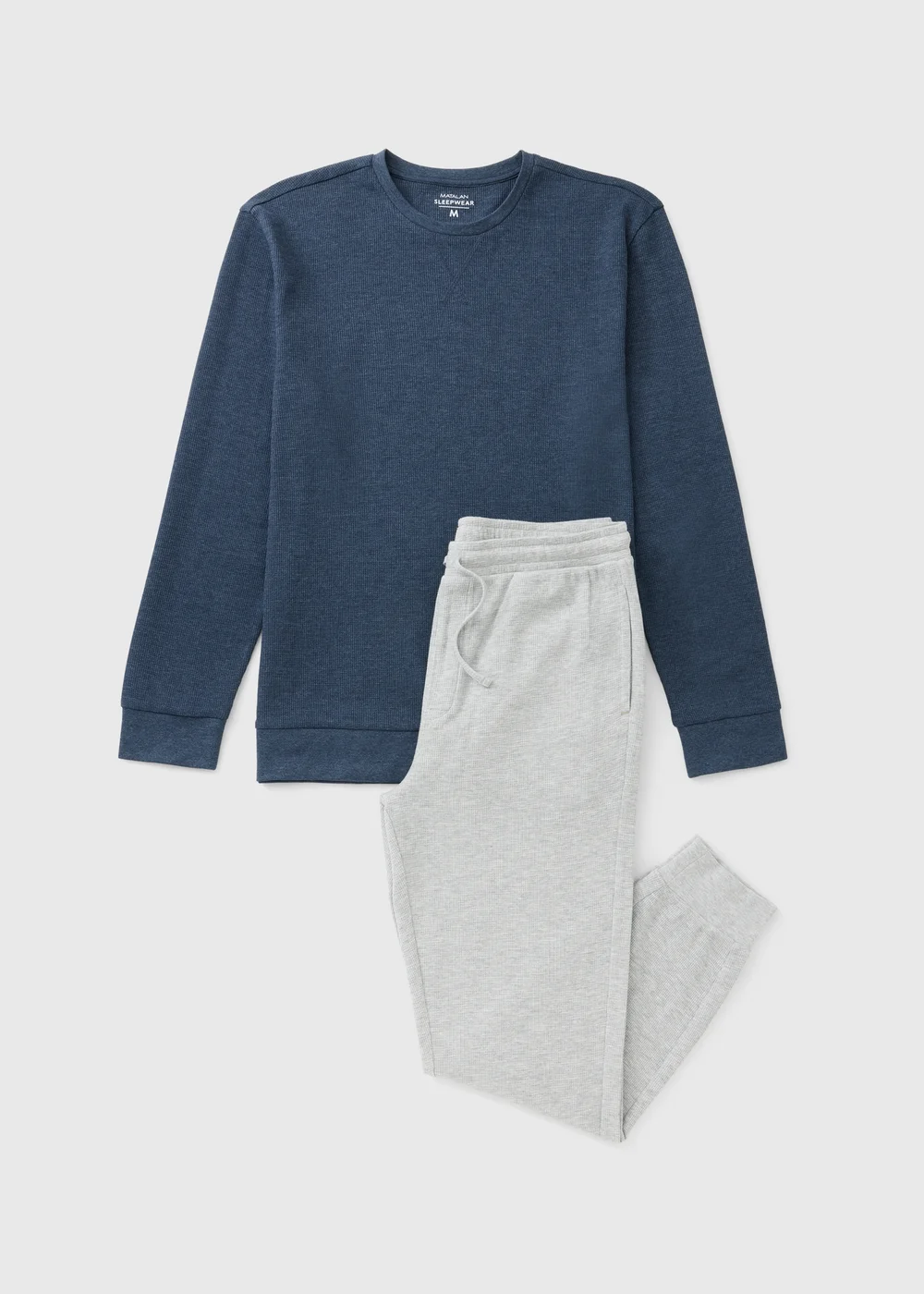 Blue Waffle Long Sleeve Pyjama Set - XS Image 3