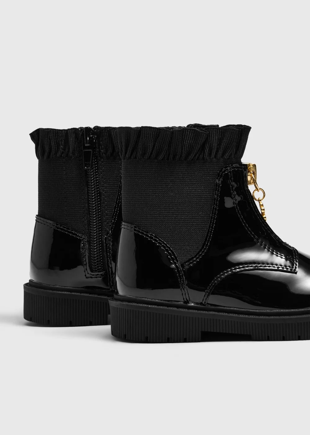 Girls Black Zip Front Boots (Younger 4-12) - 4 Infants Image 2