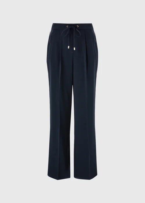 Navy Wide Leg Stripe Trousers - 8/L33 Image 4