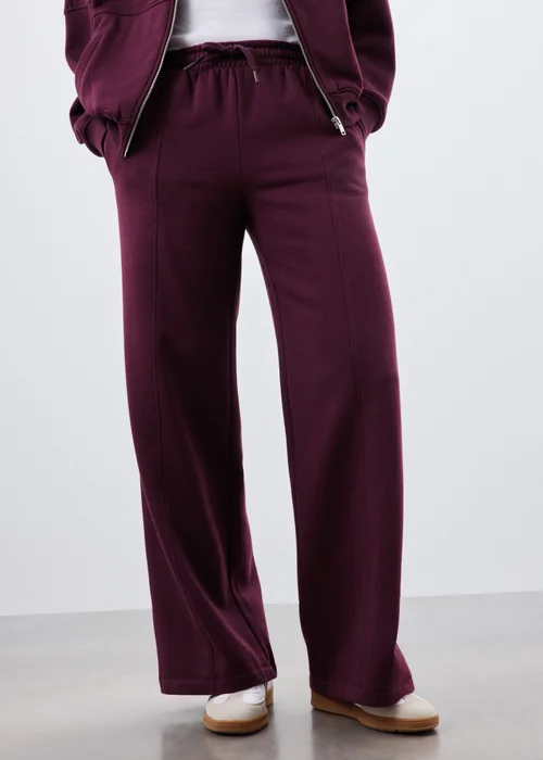 Burgundy Wide Leg Co Ord Jogging Bottoms - XS Image 2