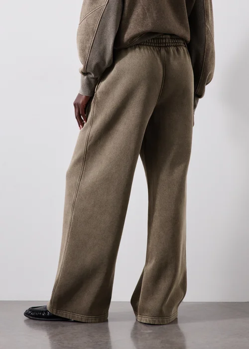 Brown Acid Wash Wide Leg Jogging Bottoms - XS Image 2