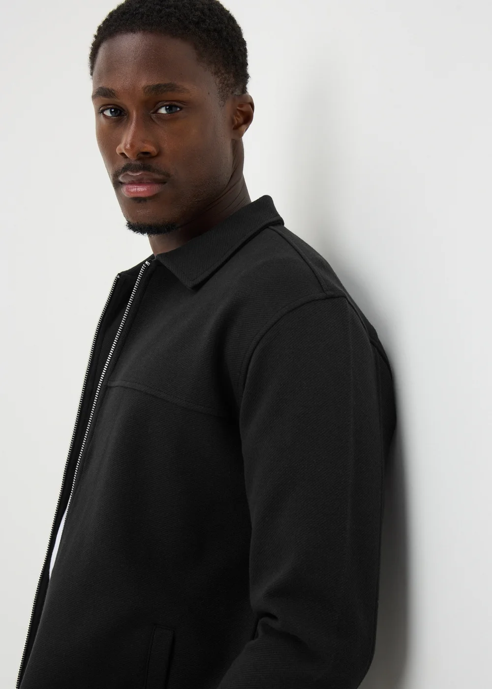 Black Twill Jersey Jacket - S Image 2