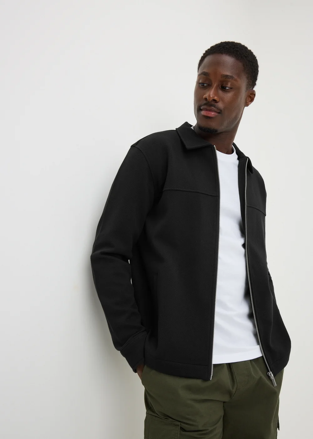 Black Twill Jersey Jacket - S Image 1
