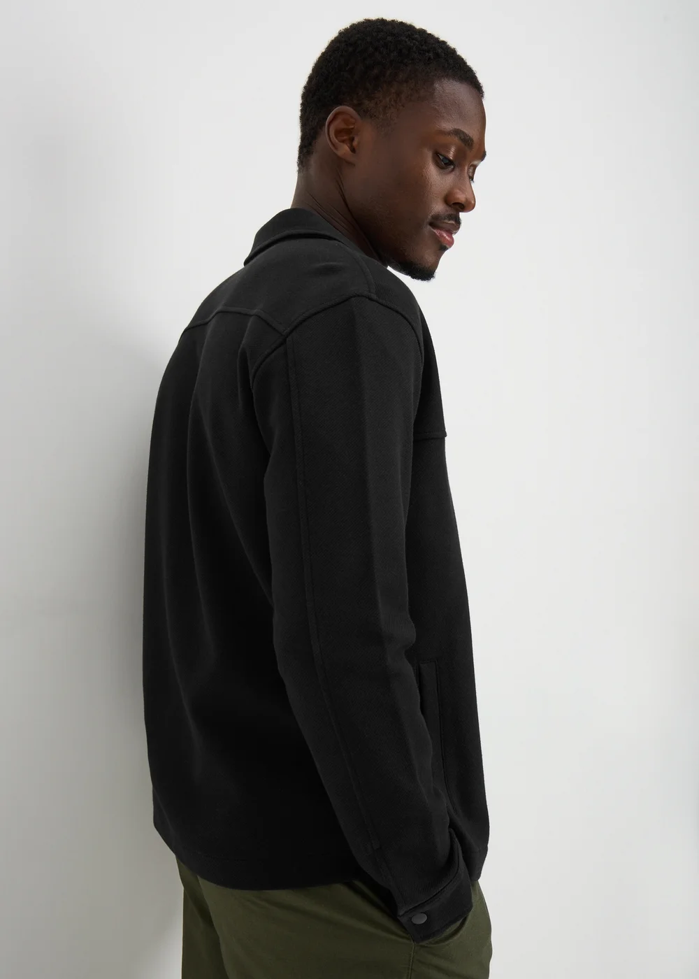 Black Twill Jersey Jacket - S Image 3