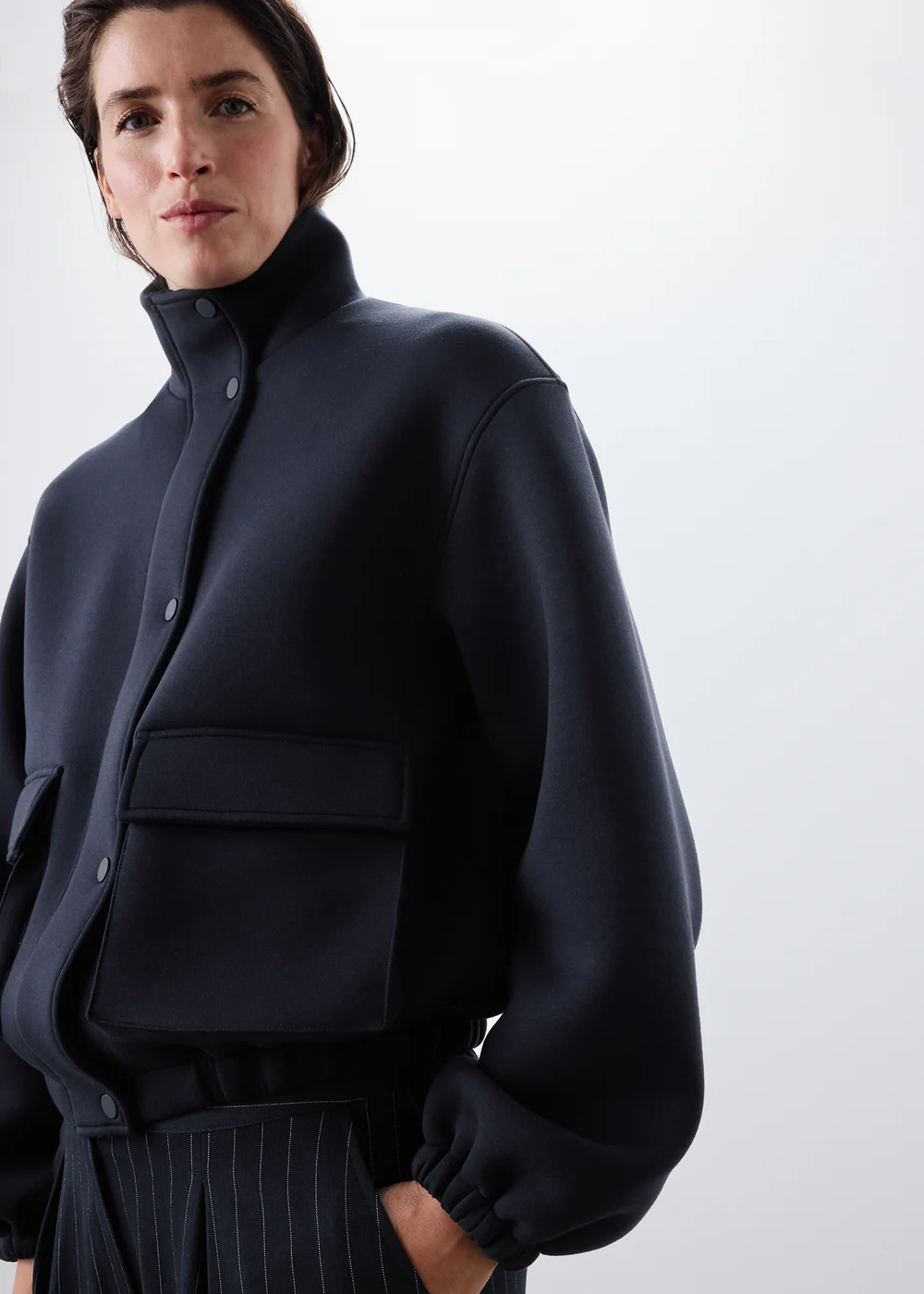 Navy Neoprene Bomber Jacket - S Image 2