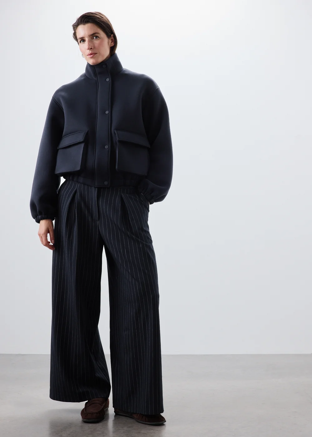 Navy Neoprene Bomber Jacket - S Image 1
