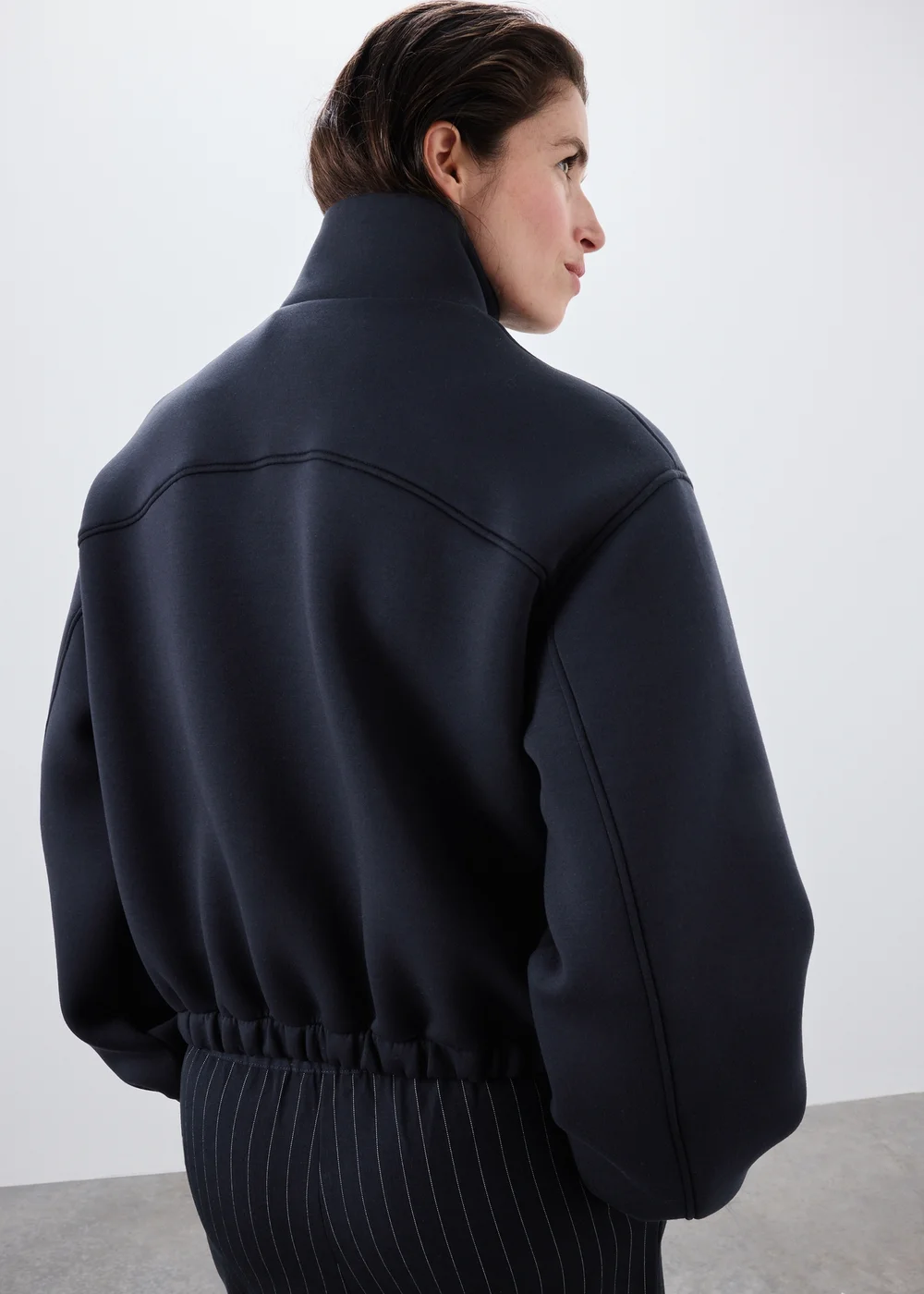 Navy Neoprene Bomber Jacket - S Image 3