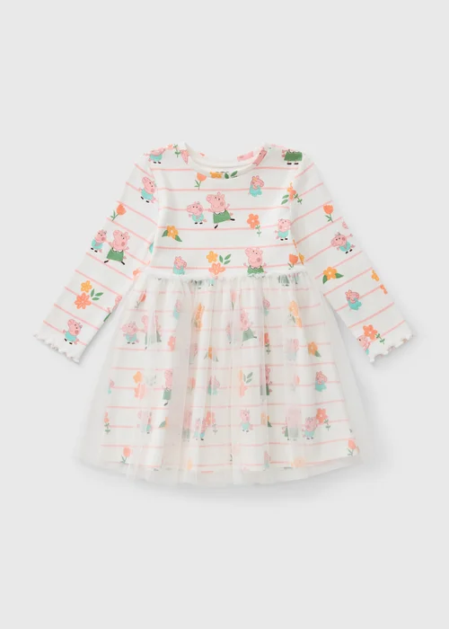 Peppa Pig Girls Cream Rib Mesh Dress (1-5yrs) - 1-1.5 Yrs Image 1