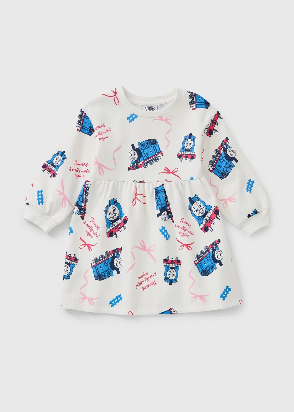 Thomas & Friends Girls Cream Long Sleeve Dress (1-7yrs) - 1-1.5 Yrs Image 1
