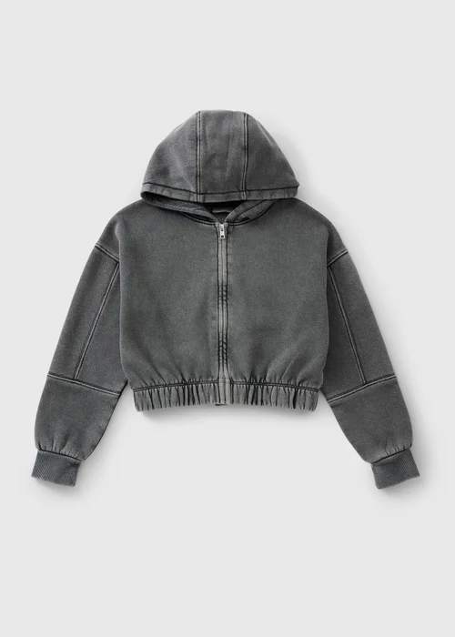 Girls Acid Wash Zip Up Hoodie (7-15yrs) - 7 Yrs Image 1