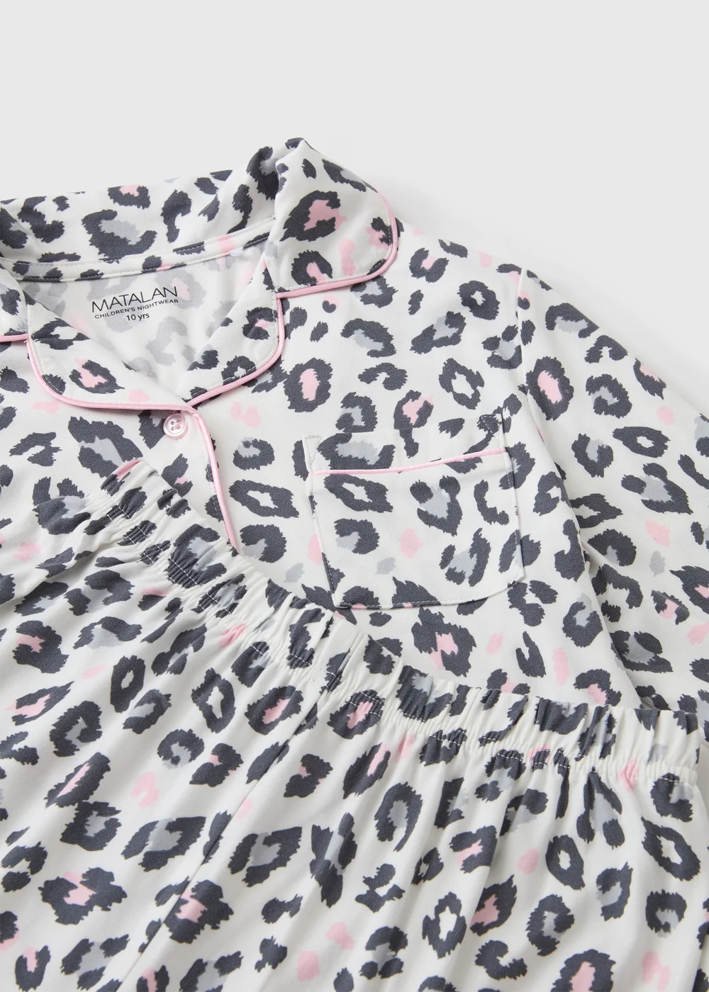 Girls Grey Leopard Print Pyjama Set (7-13yrs) - 7 Yrs Image 2