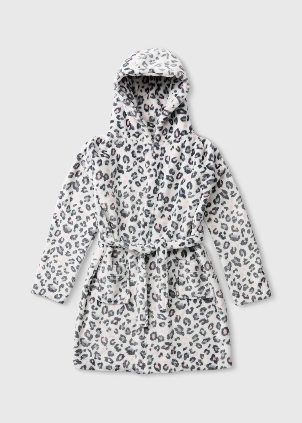 Girls Grey Leopard Print Dressing Gown (1-13yrs) - 1-1.5 Yrs Image 1