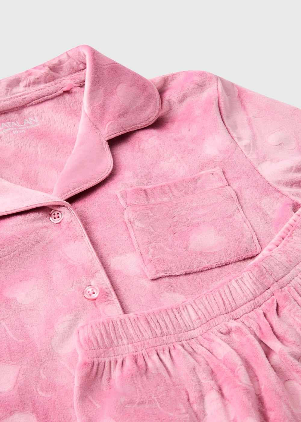 Girls Pink Heart Fleece Pyjama Set (1-13yrs) - 1-1.5 Yrs Image 2