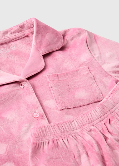 Girls Pink Heart Fleece Pyjama Set (1-13yrs) - 1-1.5 Yrs Image 2