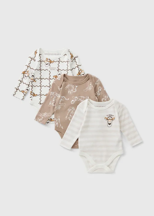 3 Pack Baby Beige Tigger Bodysuit (Newborn-18 mnths) - First Size Image 1