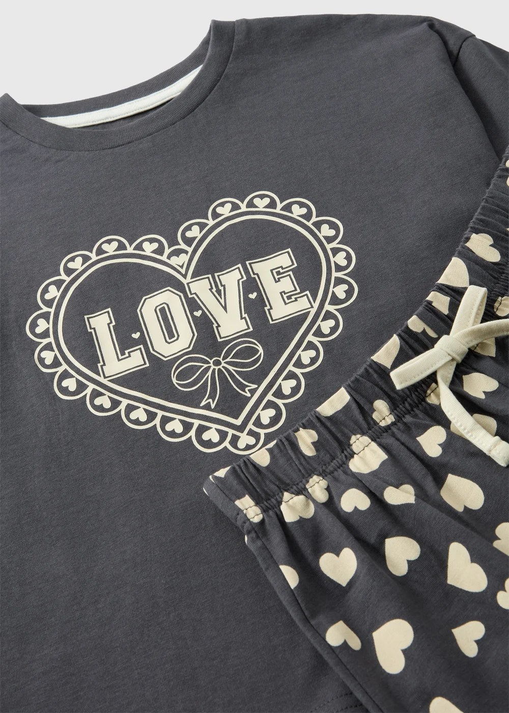 Girls Grey Love Pyjama Set (7-13yrs) - 7 Yrs Image 2