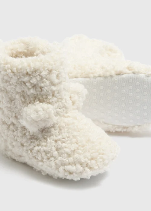 Cream Soft Sole Borg Boots (0-18mths) - 0-3 months Image 2