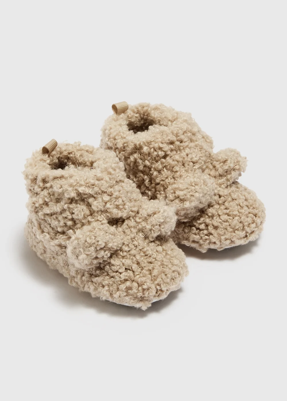 Baby Beige Borg Slipper Boots - 0-3 months Image 1