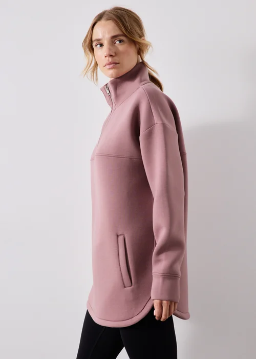 Souluxe Mauve Scuba Half Zip Sweatshirt - XS Image 1