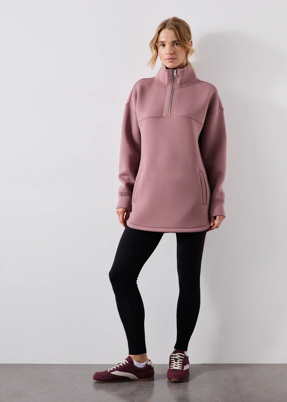Souluxe Mauve Scuba Half Zip Sweatshirt - XS Image 4