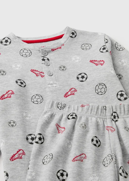 Boys Grey Waffle Football Pyjama Set (7-13yrs) - 7 Yrs Image 2