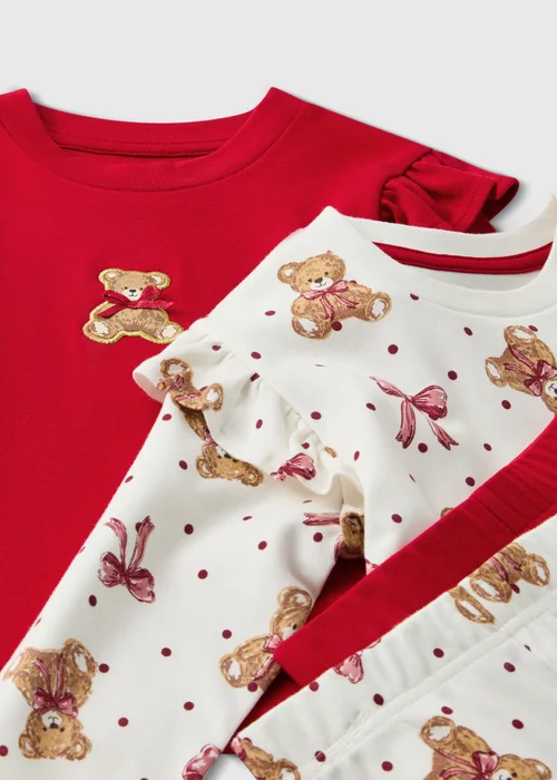 2 Pack Girls Pink Bear Pyjama Sets (1-7 Yrs) - 1-1.5 Yrs Image 2