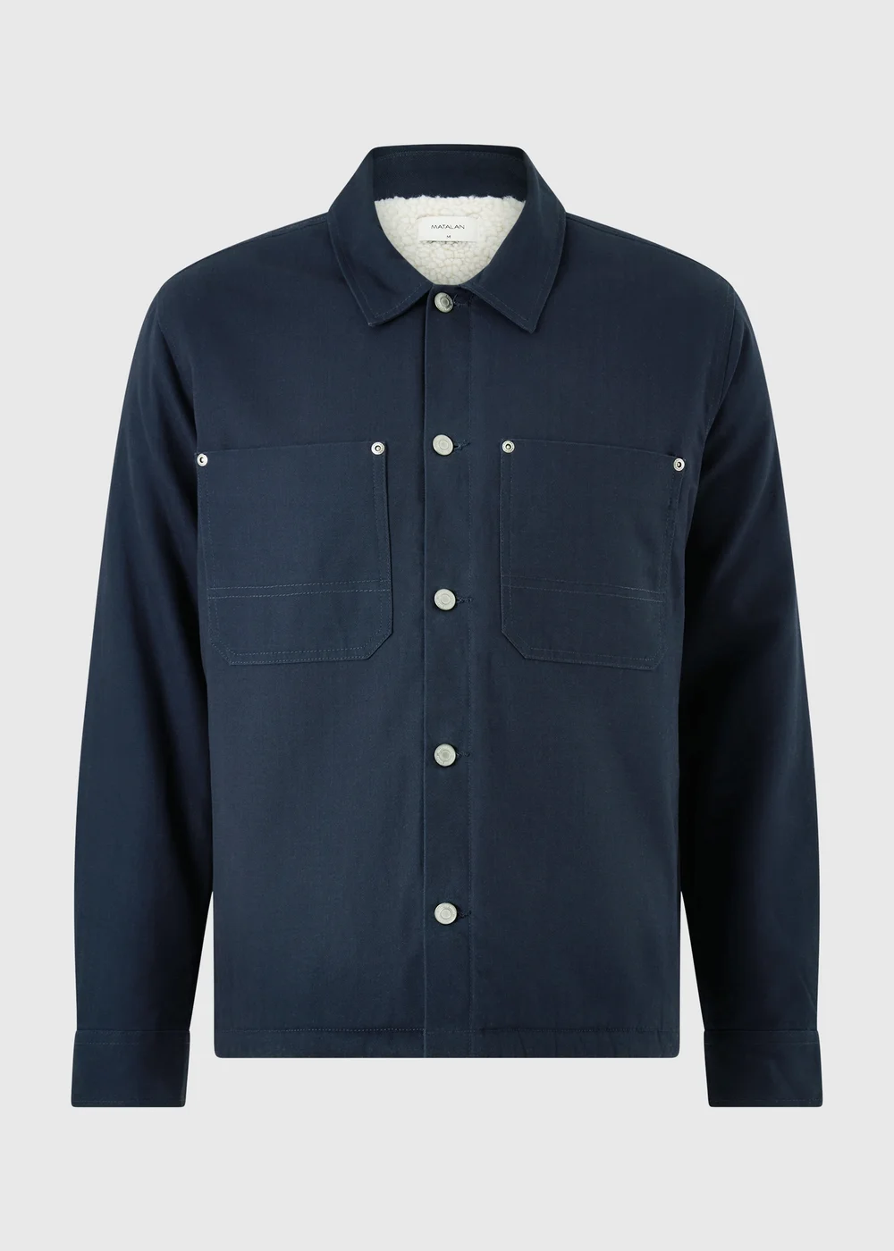 Navy Borg Herringbone Overshirt - M Image 5