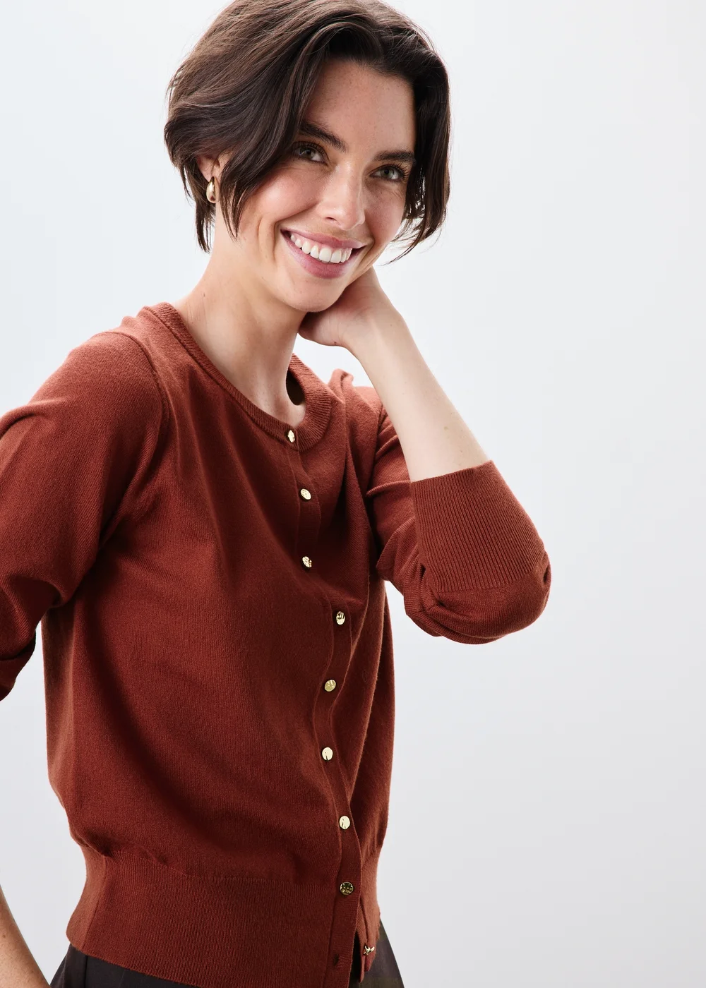 Orange Button Through Cardigan - 8 Image 3