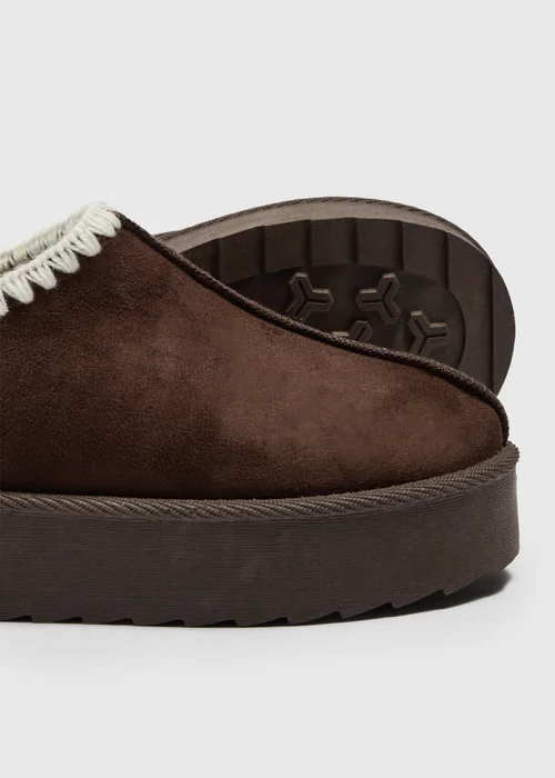 Girls Brown Platform Snug Mule (Younger 12-Older 5) - 12 Infants Image 2
