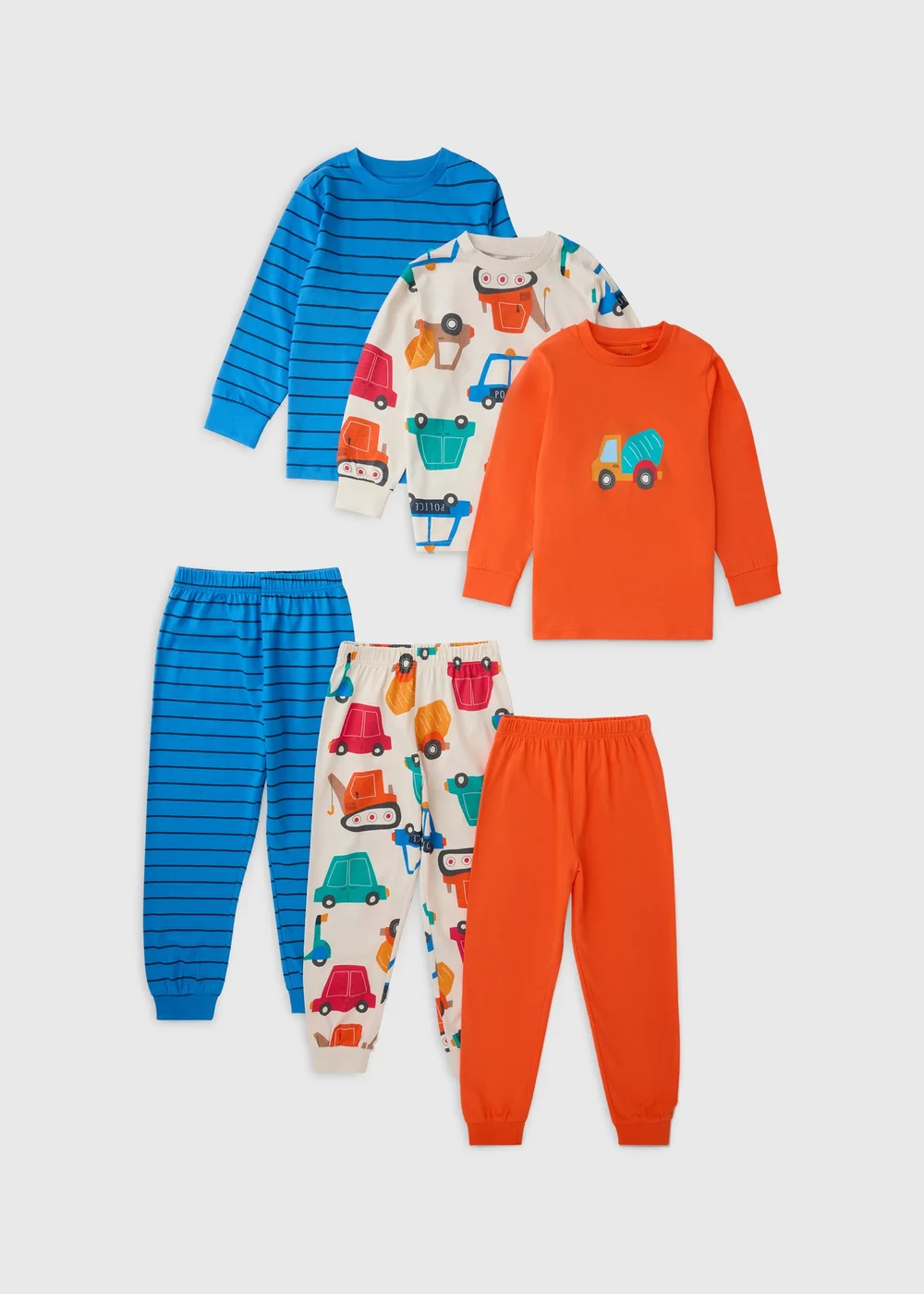Boys 3 Pack Orange Transport Pyjama Set (1-7 Yrs) - 1-1.5 Yrs Image 1