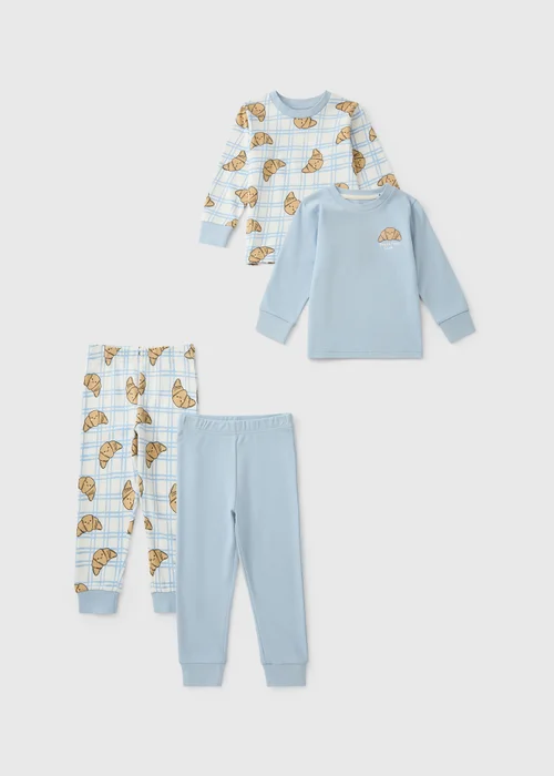 2 Pack Boys Blue Croissant Pyjamas (1-7yrs) - 1-1.5 Yrs Image 1
