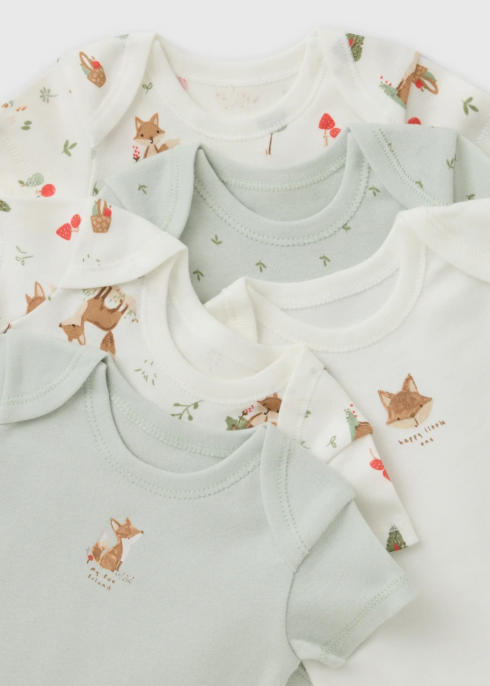 5 Pack Baby Green Fox Bodysuits - First Size Image 2