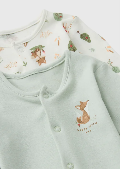 2 Pack Baby Green Fox Sleepsuits (0-23mths) - First Size Image 2
